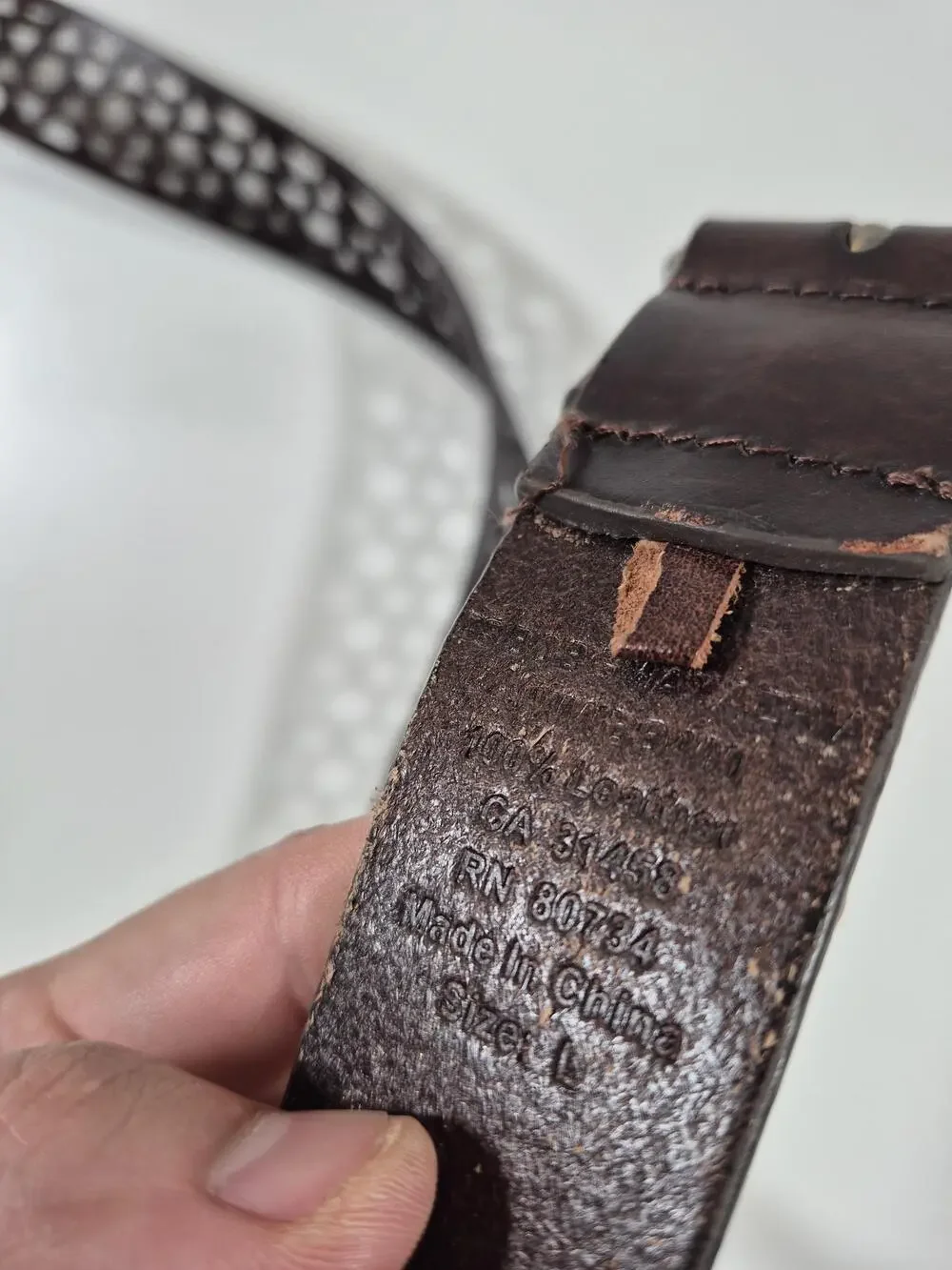 BCBGMAXAZRIA Belt Women's L Brown Leather Laser Cut Geometric